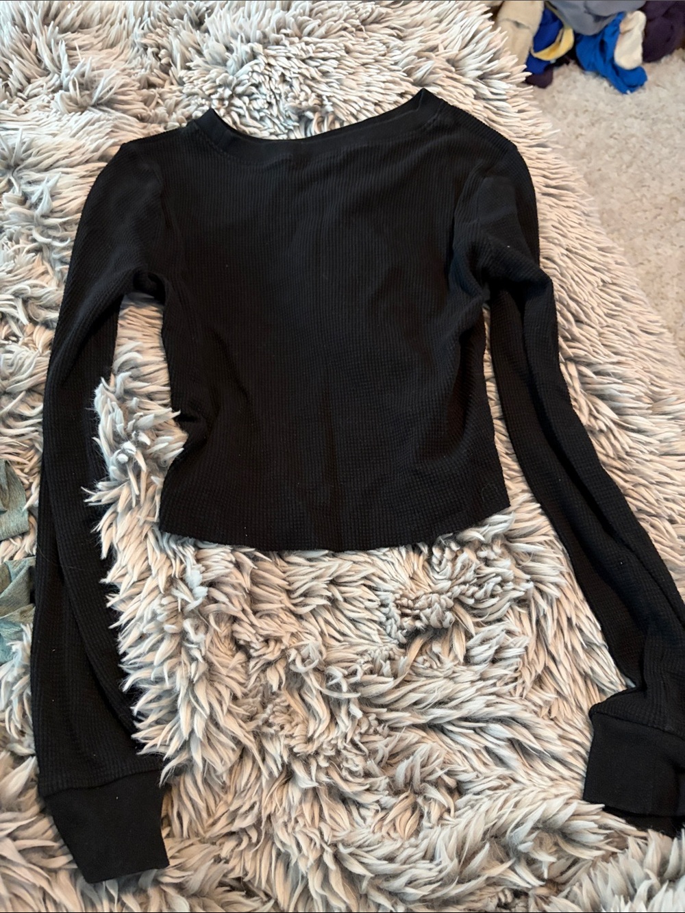 Forever 21 Black Ribbed Long Sleeve Crop Top